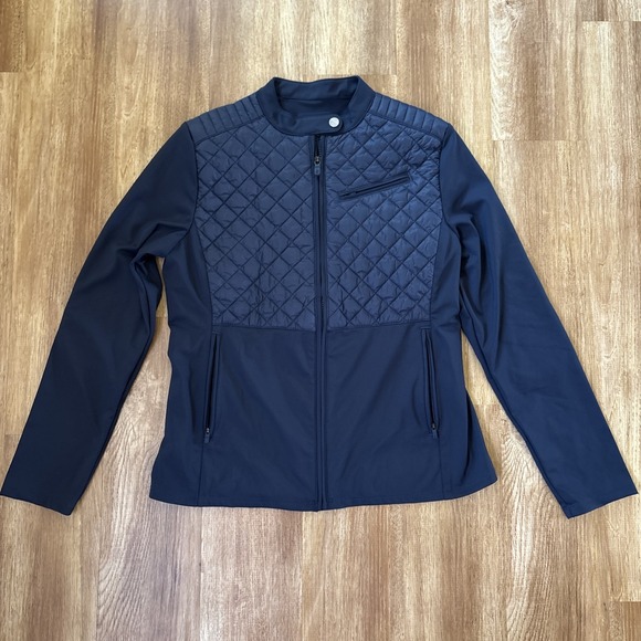 G/FORE Women's Hybrid‎ Moto Stretch Tech Interlock Jacket Onyx Large - Picture 1 of 9